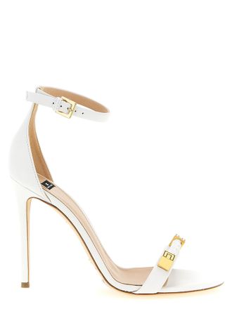 Elisabetta Franchi White Leather Stiletto Heel Womens Sandals