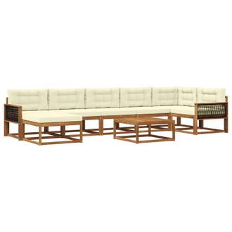 vidaXL Conjunto De Sof&aacute;s De Exterior Con Coj&iacute;n 8 Pcs Natural Y Crema Vidaxl