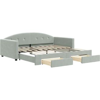 vidaXL Sof&aacute; Cama Nido Con Cajones Terciopelo Gris Claro 90x190 Cm Vidaxl