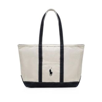 Polo Ralph Lauren Big Pony Canvas Tote - male - Polo Ralph Lauren - Shopping Bags - Beige - ONE SIZE - Bags