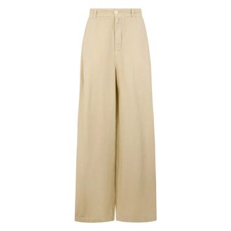 120% Lino 120% Lino, Wide Trousers, female, Beige, Size: 2XS Loose Linen Pants
