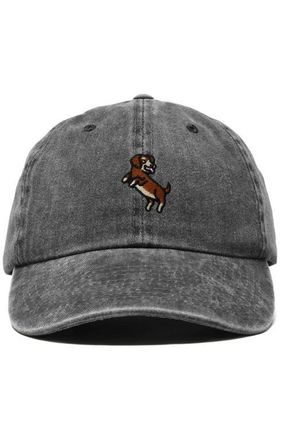 Dalix Dachshund Embroidered Dad Cap in Washed Black at Nordstrom