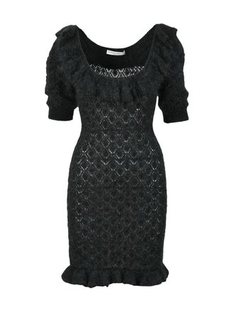Alessandra Rich Black Mohair Polyamide Wool Women Dress