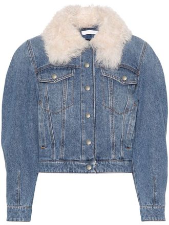 Chloé Giacca denim con colletto in shearling - Blu