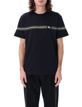 Burberry Mens Striped Cotton T-shirt - Black - Size X-Small