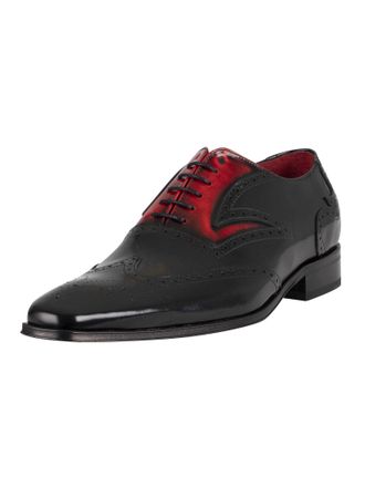 Jeffery West Oxford Gepolijste Leren Schoenen, Zwart