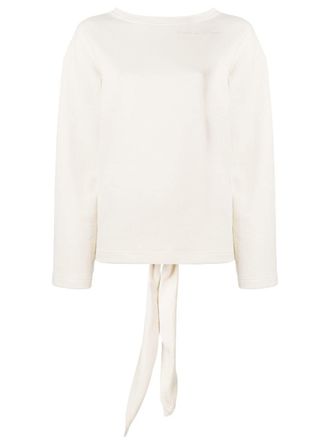 Walk of Shame oversized sweater met open rug - Beige