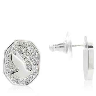 Swarovski Ladies Signum Swan Stud Earrings in White