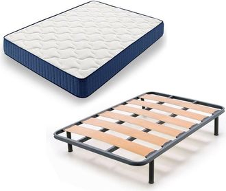 HOGAR 24 Hogar24 - Vl94 - Colch&oacute;n Viscoel&aacute;stico + Somier Lama Ancha Zen Con Patas, Medida 90x190 Cm. Higienico-transpirable