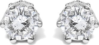 House of Brilliance 14K White Gold 1/2 Ct Round Diamond 6 Prong Crown Stud Earrings at Nordstrom