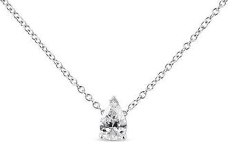 House of Brilliance 14K White Gold 1/10 Cttw Pear Shape Lab Grown Diamond Solitaire Pendant Necklace at Nordstrom