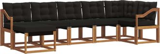 vidaXL Conjunto De Sof&aacute;s De Exterior 7 Uds. Natural Y Negro Vidaxl