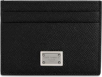 Dolce & Gabbana Kalfsleren Kaarthouder met Logo Plaat - Heren - Portefeuilles - Zwart - ONE Size - Leer - Accessoires