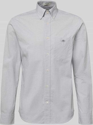 GANT Slim Fit Freizeithemd mit Logo-Stitching in Hellgrau, Gr&ouml;&szlig;e XXXL