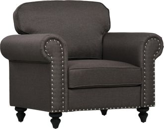 HOMCOM Mid-Century Armchair Upholstered Accent Chair w/ Wood Frame - Brown - Dark brown | TJ Hughes