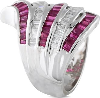 Luxury Bazaar Anello in oro bianco 18 carati con diamanti e rubini - Argento
