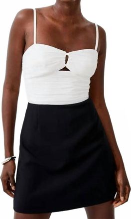 French Connection Whisper Strappy Mini Dress In Black/white
