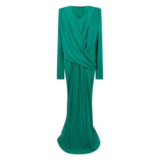Alberta Ferretti Kleedjes, Dames, Groen, S, Lange jurk met V-hals