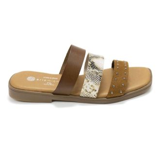 Eric Michael Womens Demi Three Strap Slide Sandals In Brown