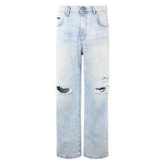 Philipp Plein Straight Jeans, male, Blue, Size: W34 Beach Boy Fit Jeans Basic