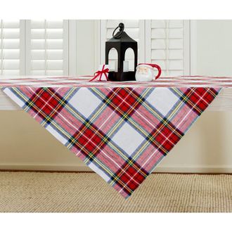 Solino Home Linen Table Throw - Stewart Plaid, 52 x 52, 52 x 52 in White at Nordstrom, Size Medium