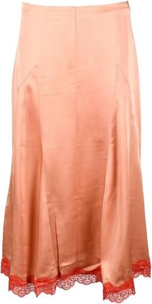 Semicouture Colored Lace Acetate-Blend Slip Midi Skirt