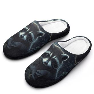 Generic Cute Raccoon Womens Slippers Warm House Slippers Indoor House Shoes with Anti-Skid Rubber Sole