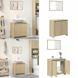 vidaXL Set Mobili da Bagno 2 pz Rovere Sonoma in Legno Multistrato - Set di arredamento da bagno - Mobile da bagno