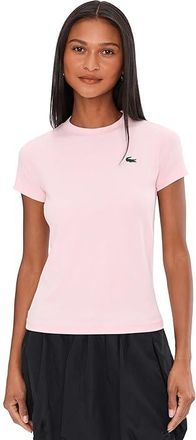Lacoste Slim Fit Ultra Dry Stretch Sport T-Shirt Womens Workout Light Pink : 12 (EUR 44), Elastane/Polyester
