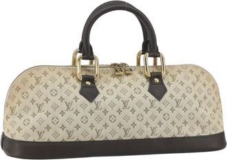 Louis Vuitton Alma Handbag Mini Lin Khaki Canvas Handbag (Pre-Owned)