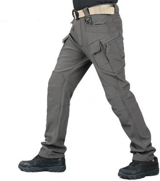 Generic Fleece Lined Waterproof Utility Trousers Work Pants, Mens Softshell Hiking Winter Insulated Snow Pants Tactical Cargo (UK, Alpha, M, Regular, Regular,