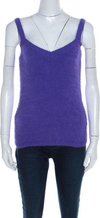 Escada Purple Angora Rib Knit Silk Lined Fuzzy Tank Top