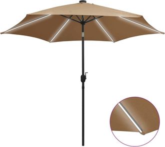 vidaXL Vidaxl - Sombrilla De Jard&iacute;n Con Luces Led Palo De Aluminio Taupe 300 Cm