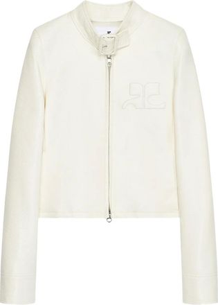 Courr&egrave;ges City jack met logodetail en gesphals - Wit