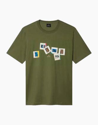 Paul Smith Mens PS Paul Smith Slides T-Shirt 35E Green - Tan - Size: 36