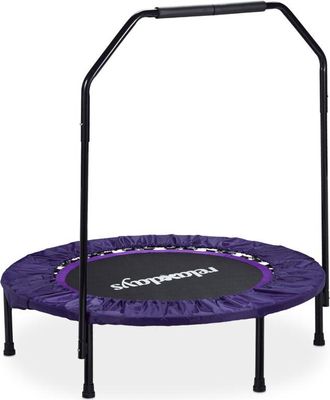 Relaxdays Trampol&iacute;n Relaxdays Con Barra De Soporte, &Oslash; 102 Cm, Minitrampol&iacute;n Plegable Hasta 120 Kg, Fitness Indoor, Lila
