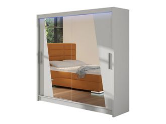 Mirjan24 Mobilier1 - Armario Closico 144, Blanco, 215x180x58cm, Puertas De Armario: Correderas, N&uacute;mero De Estantes: 0, Led