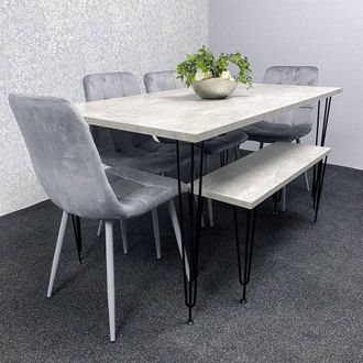 Kosy Koala Dining Table With 4 Chairs Modern Dining Table Set With 4 Grey Chairs & 1 Bench Dining Room Furniture in Brown