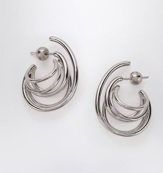 Panconesi Circular Earrings In Silver Tone