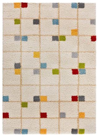 Atticgo Alfombra shaggy geometrica crema/multicolor 133x190 cm