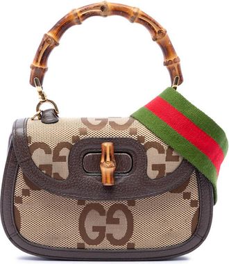 Gucci Pre-owned Gucci Small Jumbo GG Canvas Web Bamboo 1947 Top Handle Bag Ladies INIUV80U5Z0GW9VE