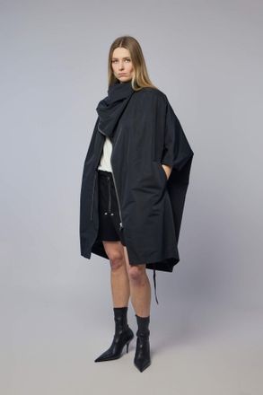 Rick Owens Woven Coat - Sail Biker Coat Black