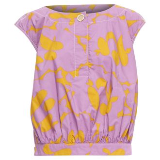 Marni cotton mtard abstract floral overstitched boxy vest