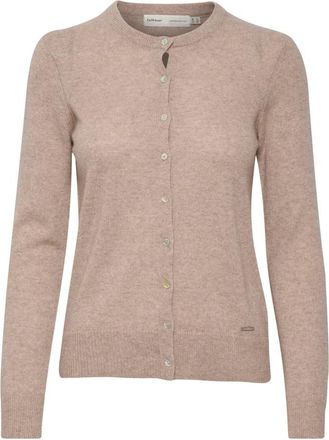 Inwear Beige Melange Cardigan met knoopsluiting - Dames - Vesten - Bruin - Xs/S - Kasjmier - Truien & Vesten