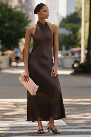 Maeve Jamie Satin Halter Maxi Dress by Maeve