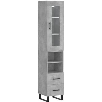 vidaXL Highboard Concrete Grey 34.5x34x180 cm Engineered Wood Vidaxl