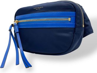 Tory Burch Blue Navy Nylon Leather Fanny Pack Pouch Sling Bag (Pre-Owned)