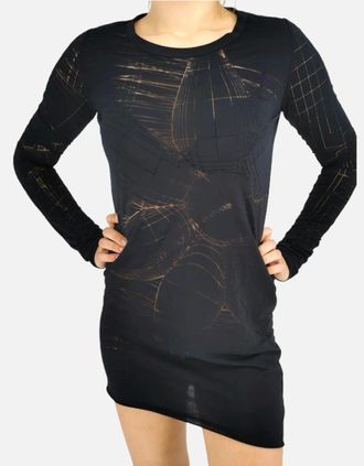 Diesel Womens DIESEL T CHARL Womens Dress Round Neck Short Dress Long Sleeves Relaxed Fit Tops - Black - Size: 10/8