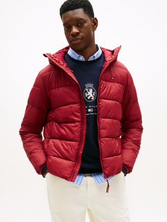 Tommy Hilfiger Steppjacke TOMMY HILFIGER MID WEIGHT HOODED JACKET, Herren, Gr. L, regatta rot, Web, Obermaterial: 100% Polyamid, unifarben, regular fit normal, Rundh