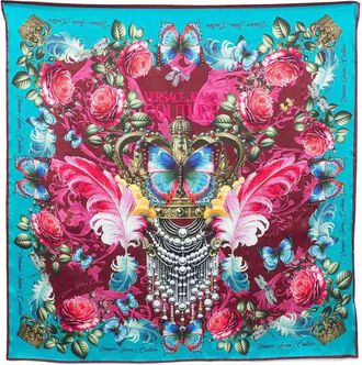 Versace Jeans Couture Scarf With Crown And Butterfly Print